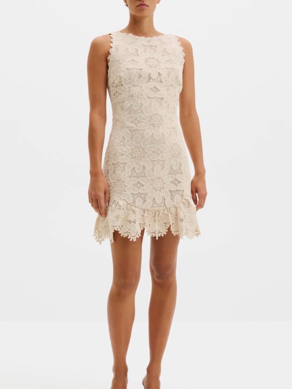 Sleeveless Crochet Lace Mini Dress in Cream - Picture 3 of 4